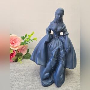 Vintage Ceramic Art Pottery Figure, Lady with Two Afghan Hounds, by‎ James Orme